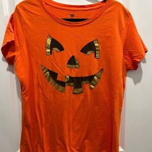 Orange Pumpkin Face Woman’s  T-Shirt- short sleeve
